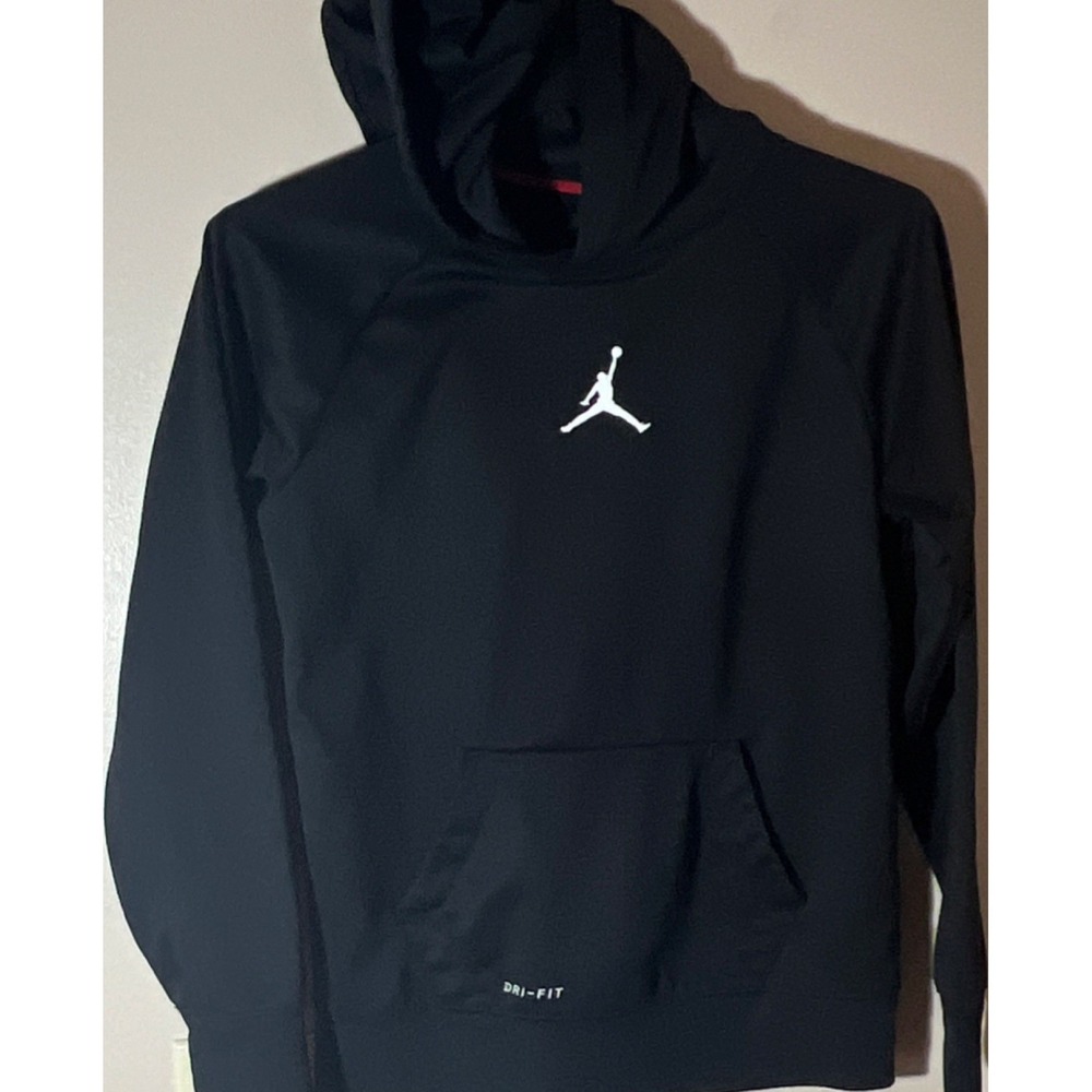 Jordan‎ Dri-FIT Hoodie Teens S Black Pullover Long Sleeve Jumpman Logo